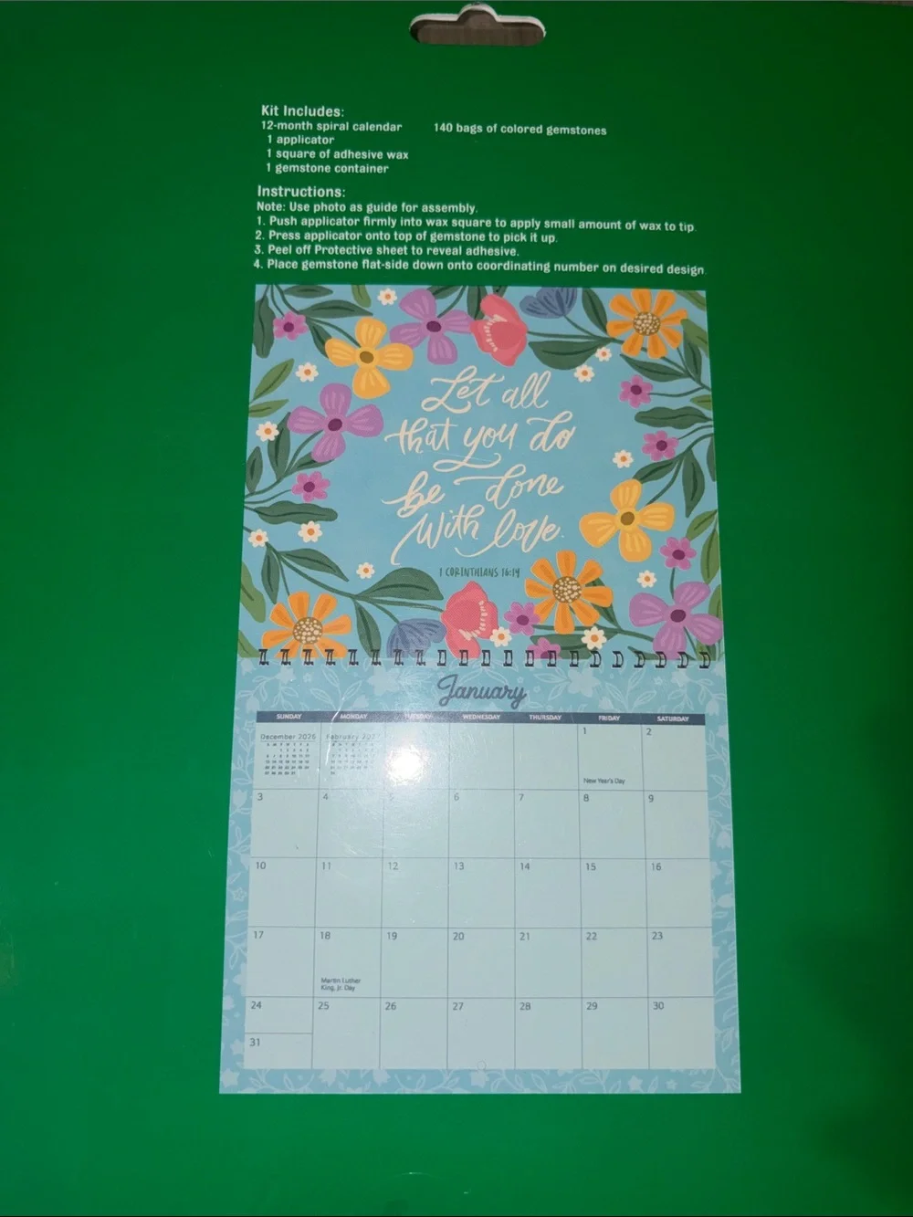 2027 Diamond Art Wall Calendar Craft Kit Floral Inspirational NIB